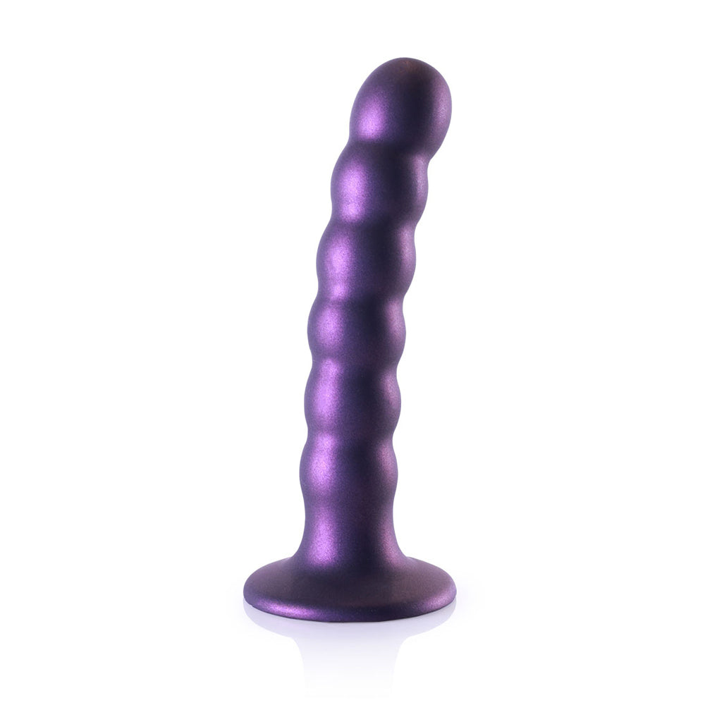 Beaded Silicone G-Spot Dildo 5" Metallic Blue