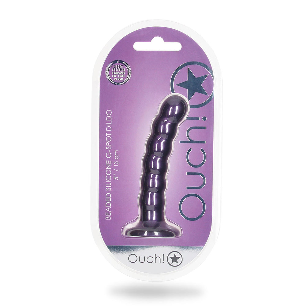 Beaded Silicone G-Spot Dildo 5" Metallic Blue