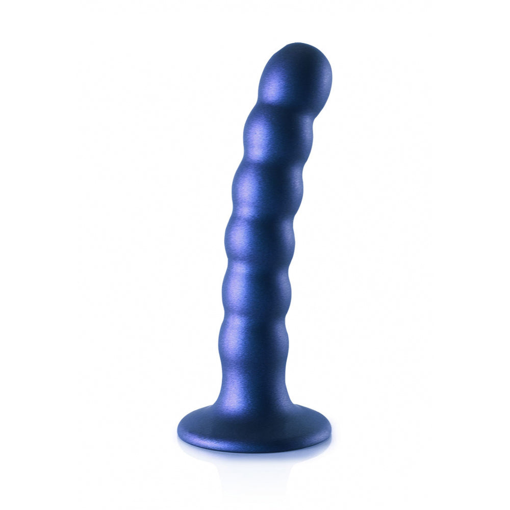 Beaded Silicone G-Spot Dildo 5" Metallic Blue