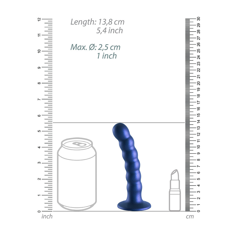 Beaded Silicone G-Spot Dildo 5" Metallic Blue