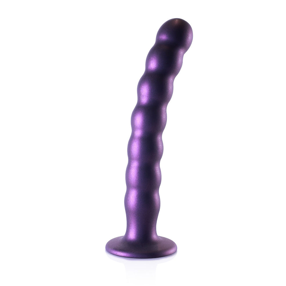 Beaded Silicone G-Spot Dildo 8" Metallic Blue