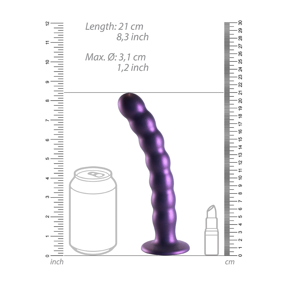 Beaded Silicone G-Spot Dildo 8" Metallic Blue