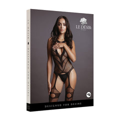 Le Desir Suspender Bodystocking – Sheer Lingerie Bodysuit with Suspender Straps