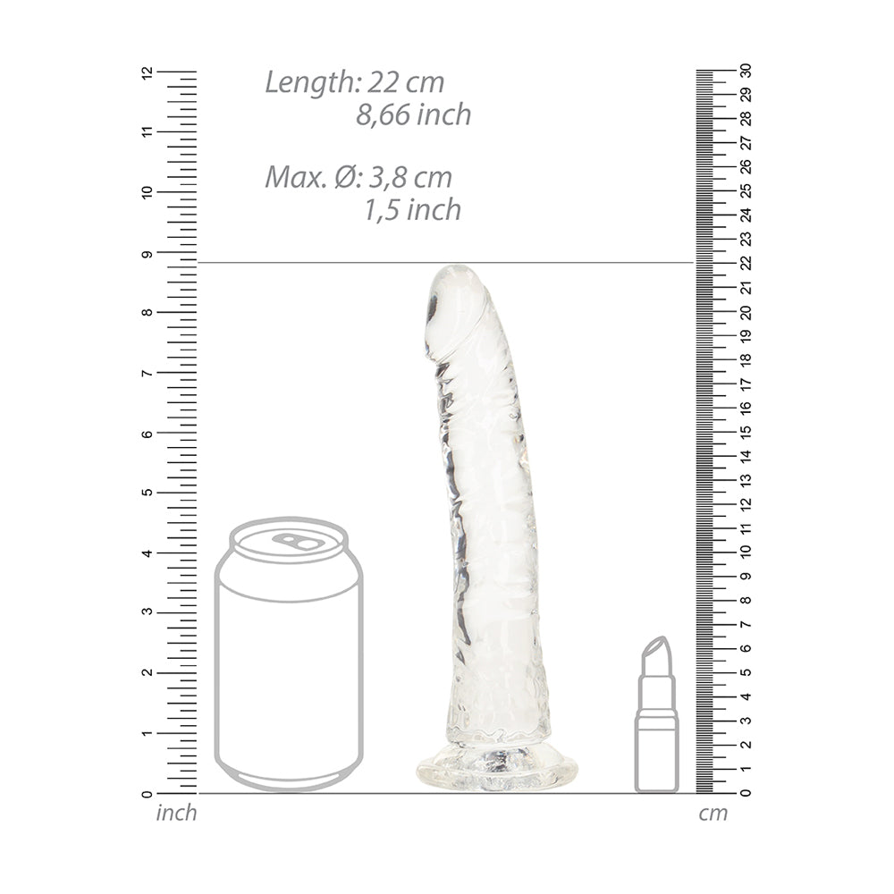 Realrock Crystal Clear Slim Dildo 8''  Transparent
