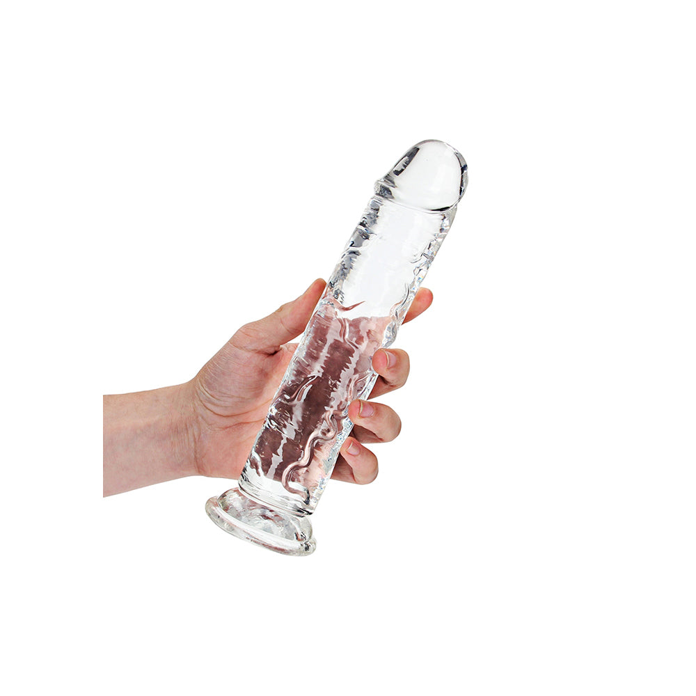 Realrock Crystal Clear Straight Realistic Dildo With Suction Cup 9'' Transparent