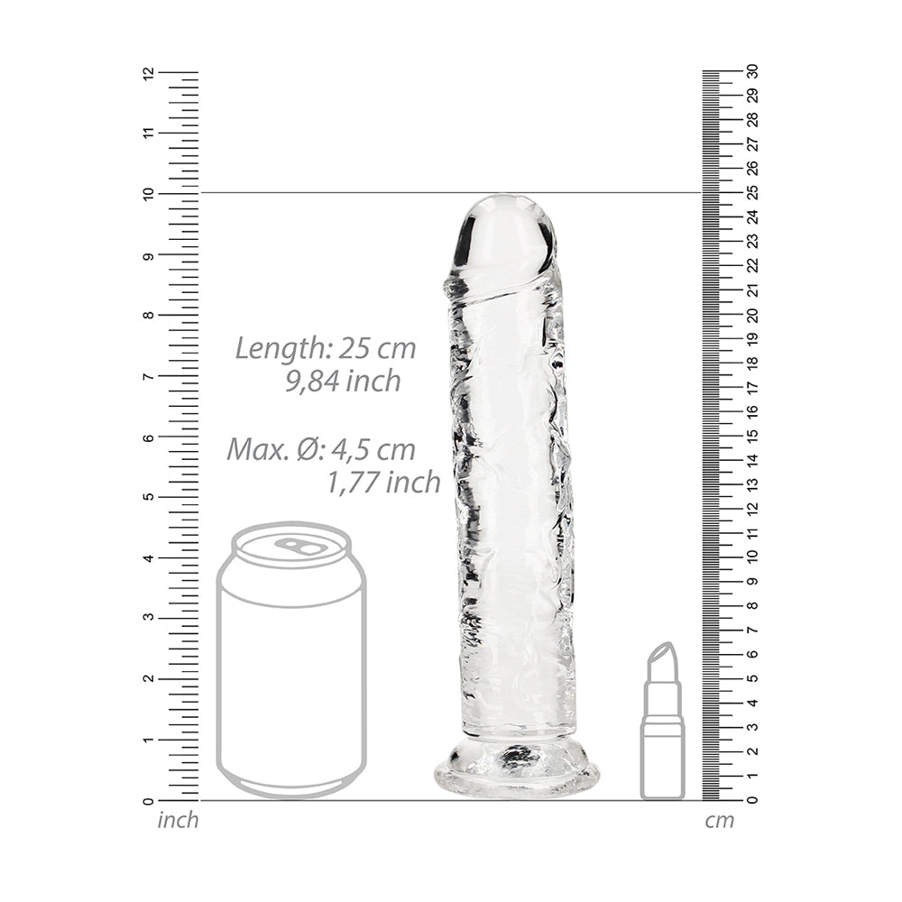 Realrock Crystal Clear Straight Realistic Dildo With Suction Cup 9'' Transparent
