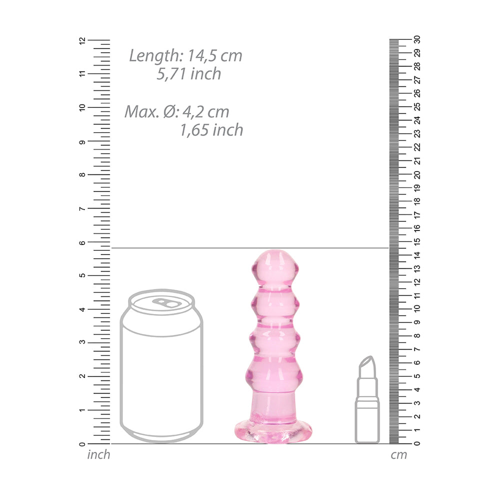 Realrock Crystal Clear Curvy Dildo or Butt Plug – 5.5 Inches – Pink