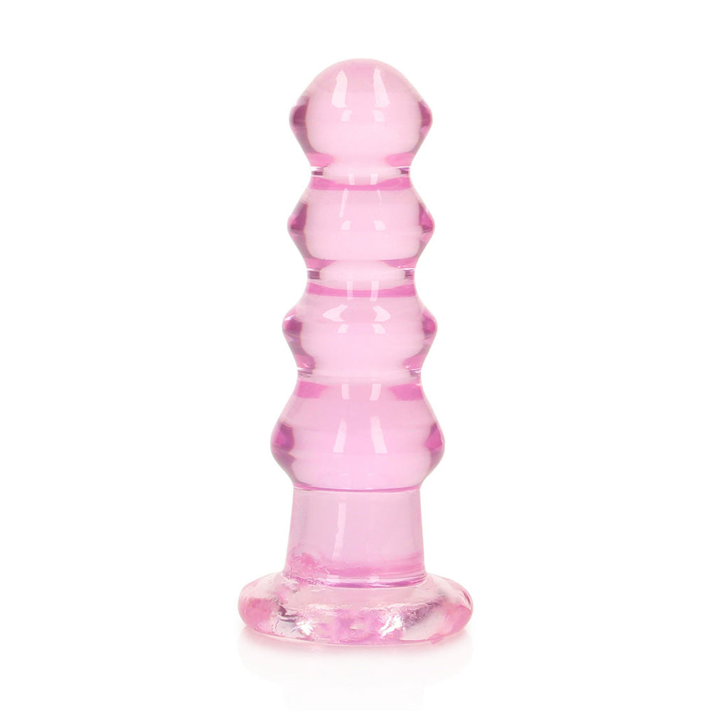 Realrock Crystal Clear Curvy Dildo or Butt Plug – 5.5 Inches – Pink