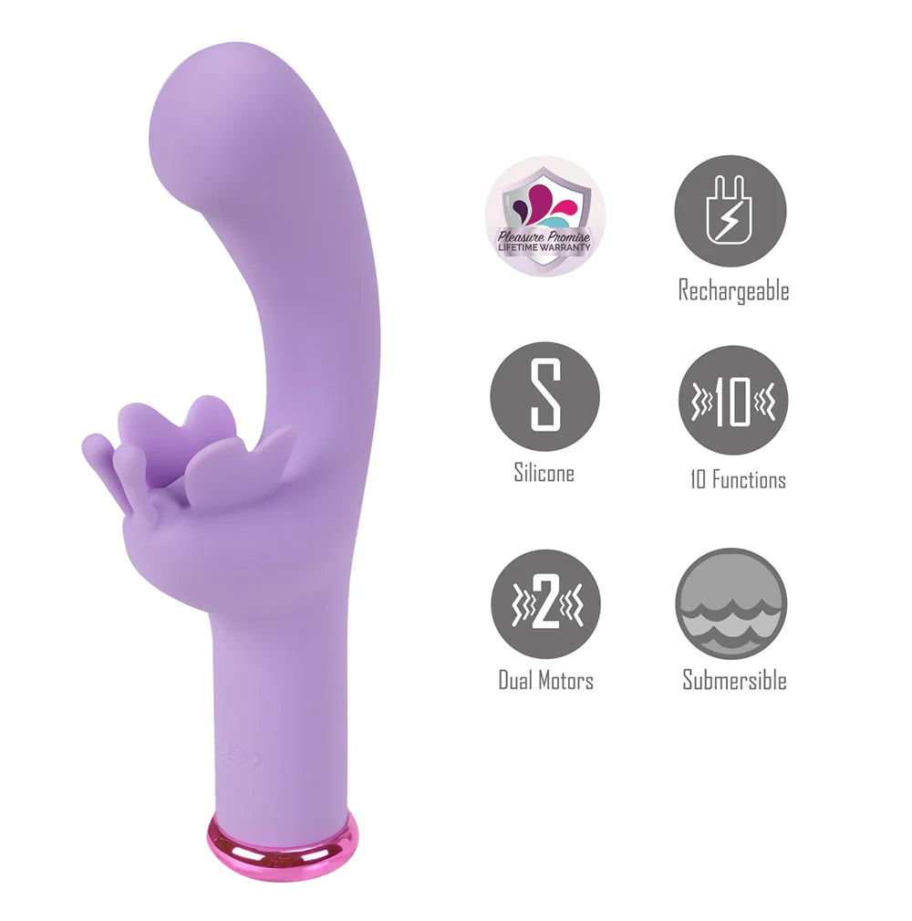 MYLA Lavender 10-Function Rechargeable Butterfly G-Spot Vibrator - Silicone, Multi-Speed