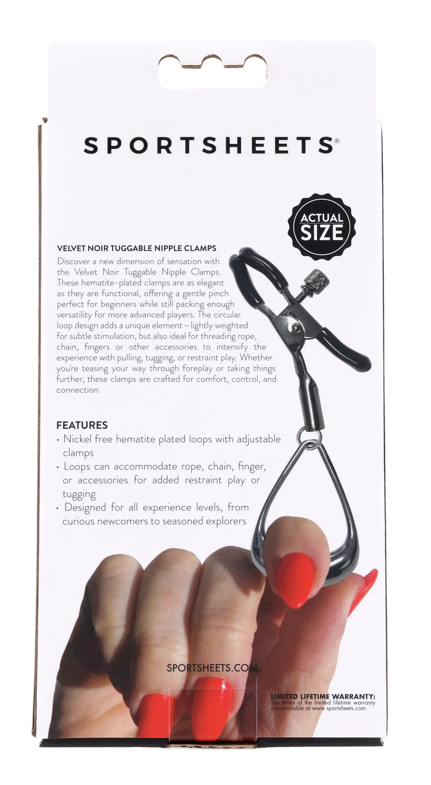 Velvet Noir Tuggable Nipple Clamps – Adjustable Bondage Accessory for Sensual Stimulation
