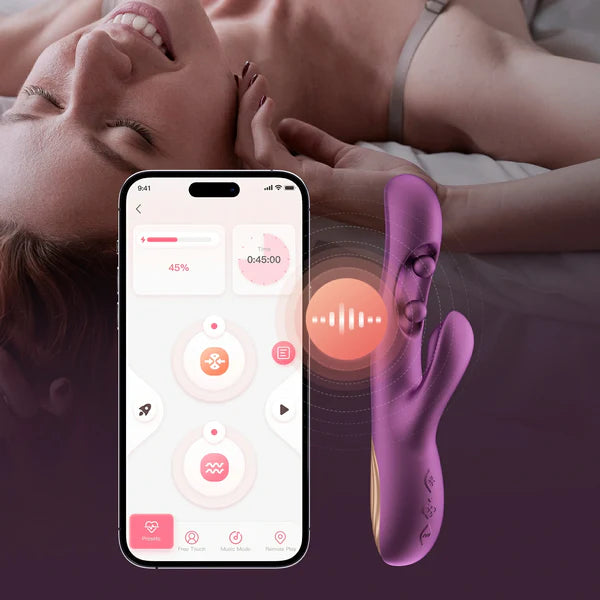 Gem Pressure Sensing App-Controlled Twin Balls Rabbit Vibrator