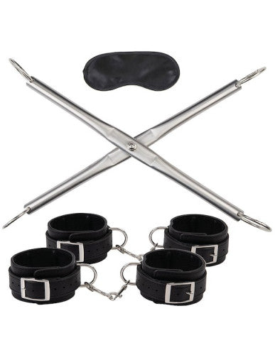 Hog-Tie Spreader Bar with Detachable Wrist & Ankle Cuffs – Adjustable Bondage Restraint Set
