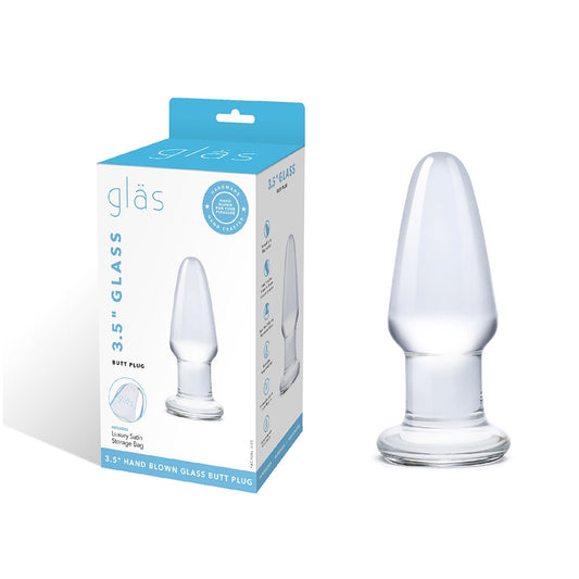 3.5-Inch Glass Butt Plug - Smooth Borosilicate Anal Plug