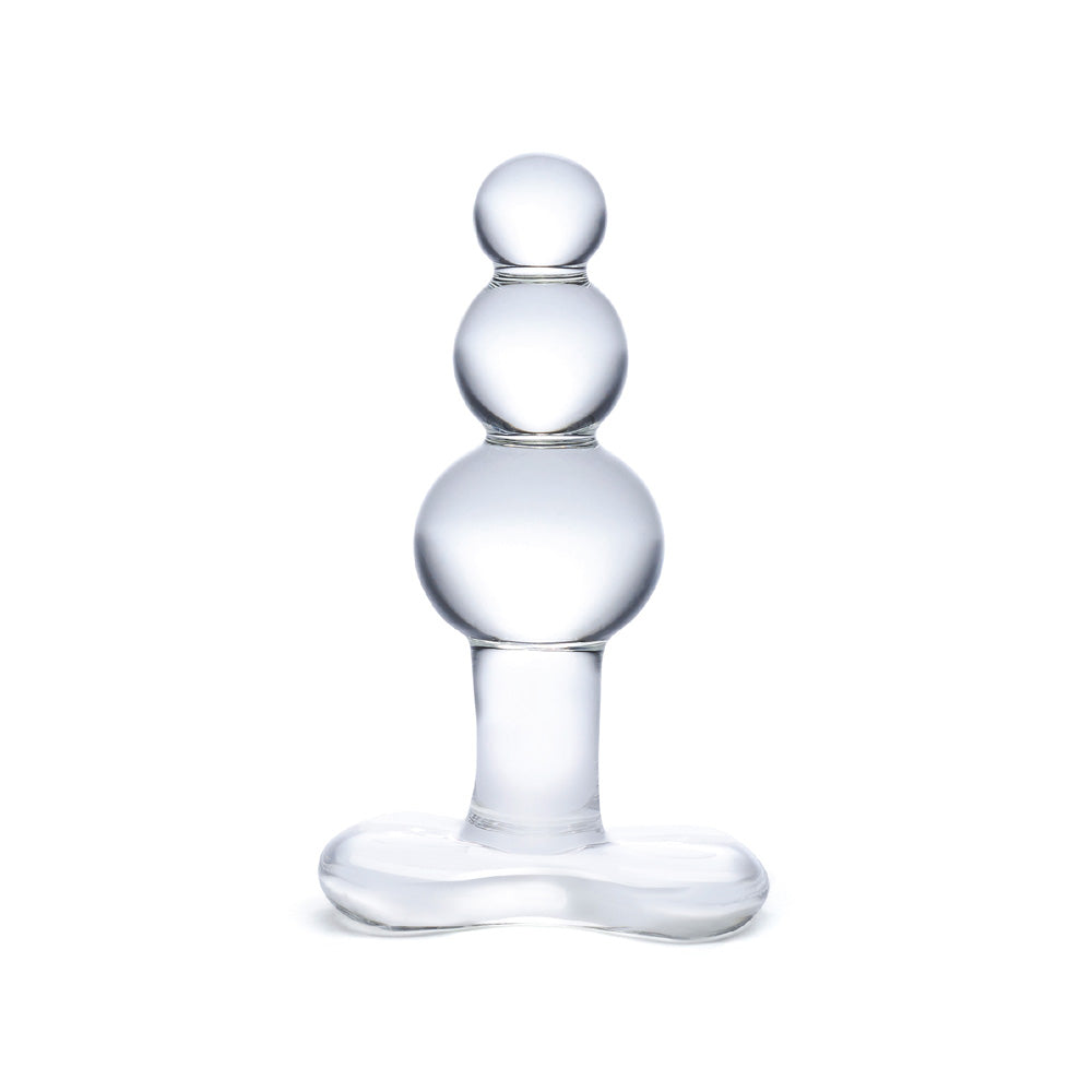4-Inch Beaded Glass Butt Plug with Tapered Base – Body-Safe Anal Toy