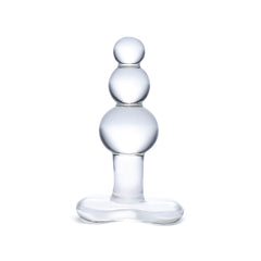 4-Inch Beaded Glass Butt Plug with Tapered Base – Body-Safe Anal Toy