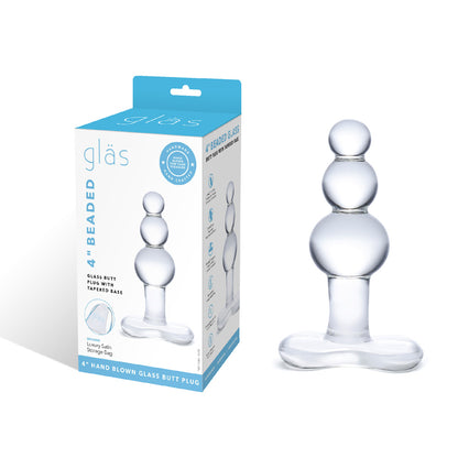 4-Inch Beaded Glass Butt Plug with Tapered Base – Body-Safe Anal Toy
