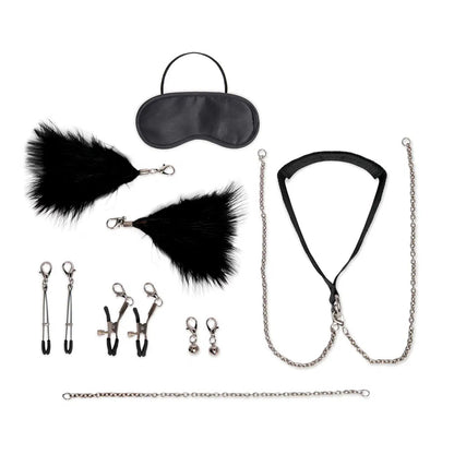 12-Piece Adjustable Interchangeable Collar and Nipple Clamps Set for BDSM and Fetish Play