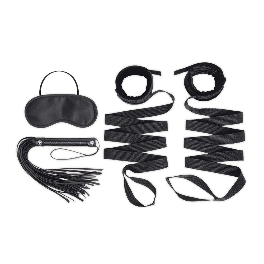 4Pc Bondage Bed Strap & Flogger Kit
