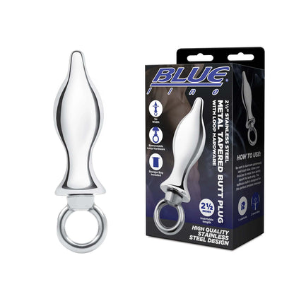 2.5-Inch Stainless Steel Tapered Butt Plug with Loop Hardware