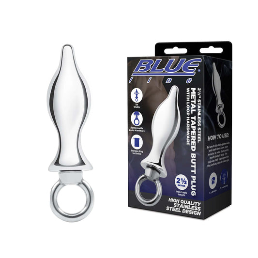2.5-Inch Stainless Steel Tapered Butt Plug with Loop Hardware