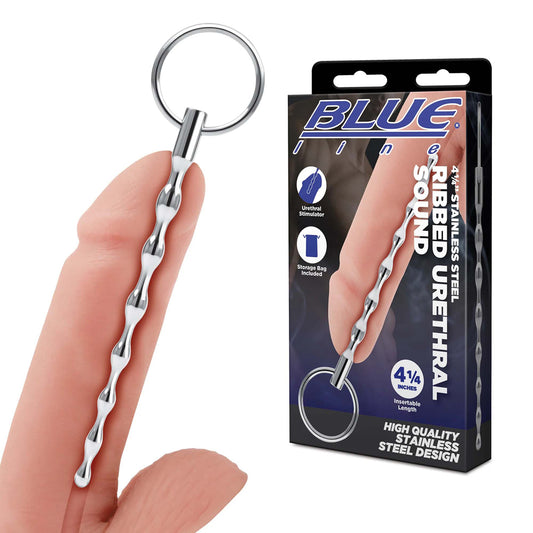 4.25-Inch Stainless Steel Ribbed Urethral Sound - Medical-Grade, Body-Safe Urethral Toy