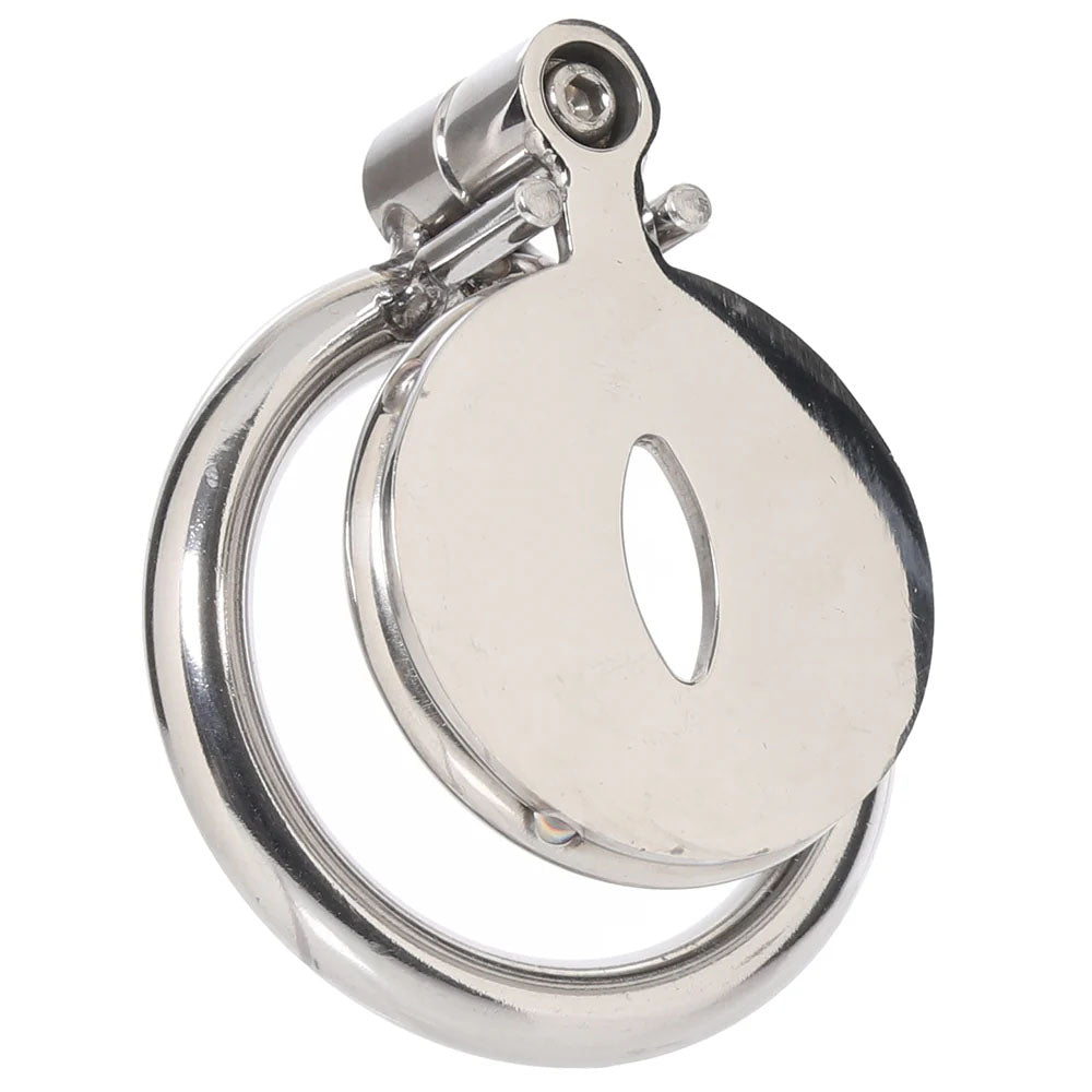 Lockmaster Stainless Steel Flat Inverted Chastity Cage with Cat's Eye