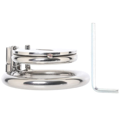 Lockmaster Stainless Steel Flat Inverted Chastity Cage with Cat's Eye