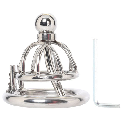Lockmaster Stainless Steel Chastity Cage – Inverted Micro Design with Urethral Straw
