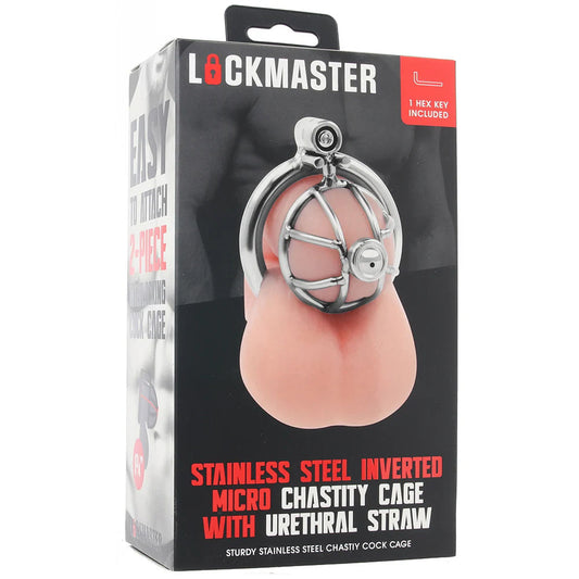 Lockmaster Stainless Steel Chastity Cage – Inverted Micro Design with Urethral Straw