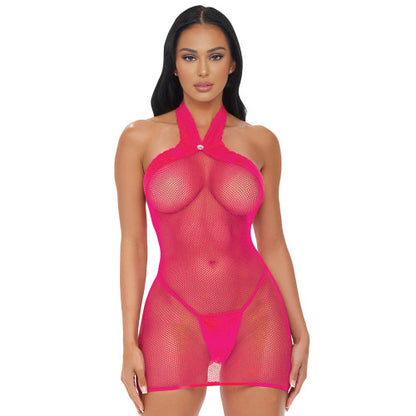 Electric Lingerie Electric Pink Halter Dress – One Size