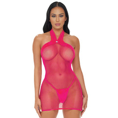 Electric Lingerie Electric Pink Halter Dress – One Size