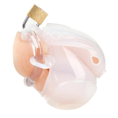 Full Restraint Silicone Cock And Balls Chastity Device 100% Coverage White