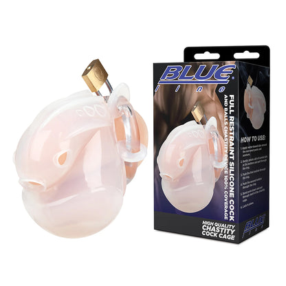 Full Restraint Silicone Cock And Balls Chastity Device 100% Coverage White