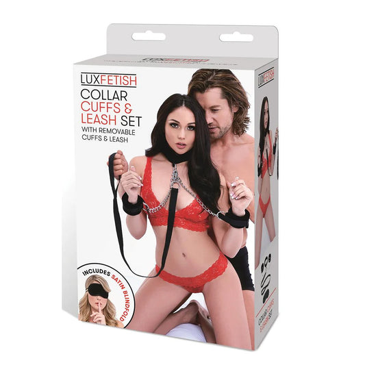 Collar Cuffs & Leash Set With Removable Cuffs & Leash