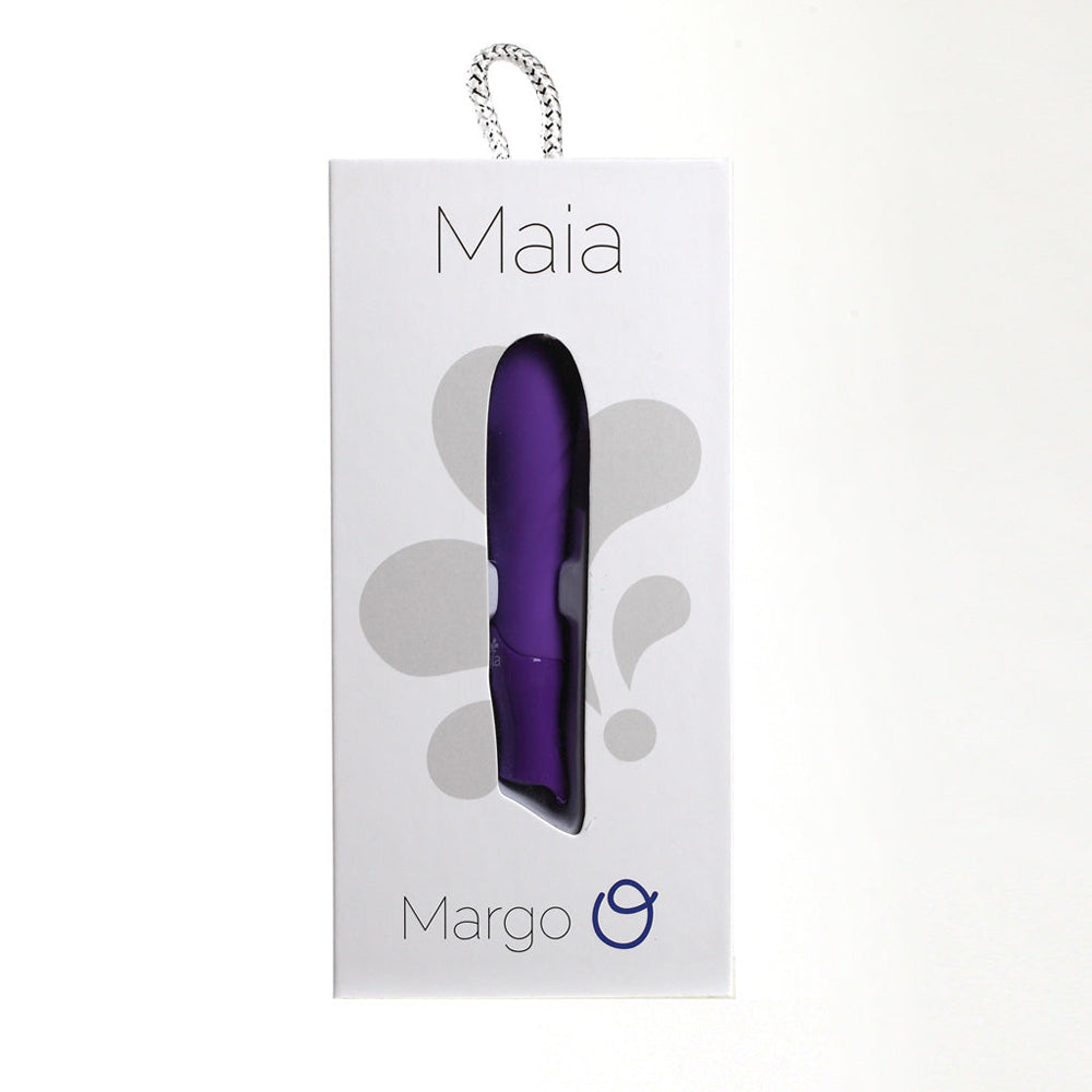 Margo USB Rechargeable Silicone 10-Function Textured Bullet Vibrator Neon Purple