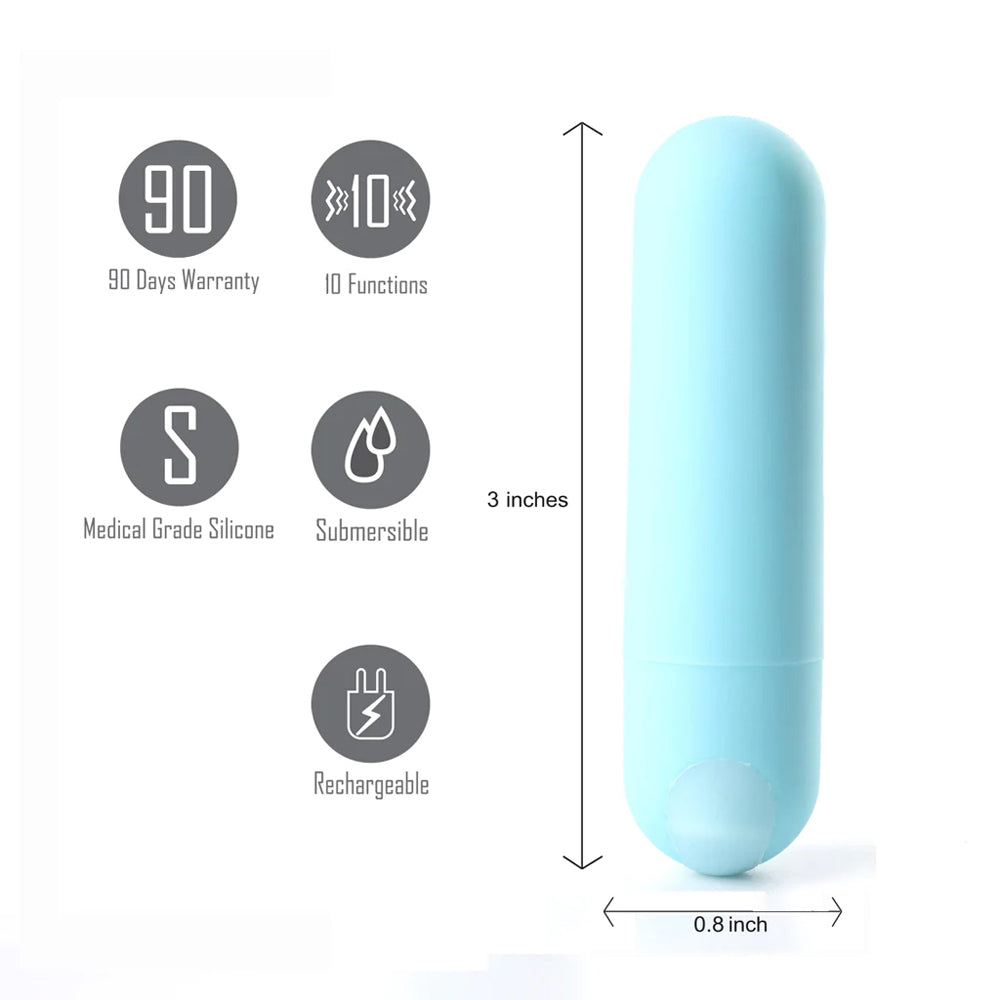 Maia Jessi USB Rechargeable Super Charged Mini Bullet Teal Blue