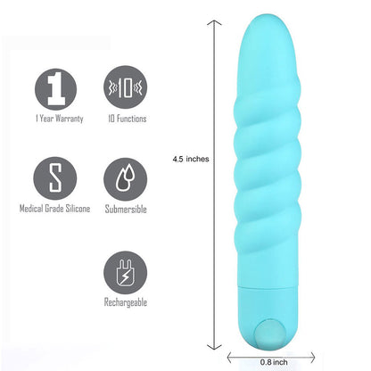 Lola Silicone 10-Function Vibrating Twisty Bullet Blue