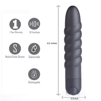 Lola Silicone 10-Function Vibrating Twisty Bullet Black