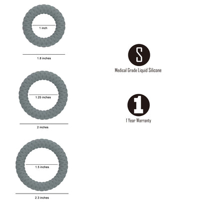 Maia Onyx 3-Piece Liquid Silicone Cock Ring Set - Body-Safe, Flexible Silicone Rings