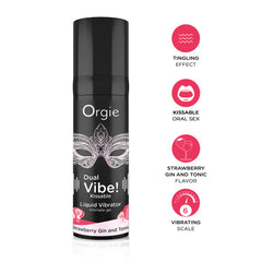 Orgie Dual Vibe Kissable Liquid – Strawberry Gin and Tonic Flavor with Vibrating Sensations