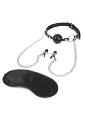 Breathable Ball Gag with Nipple Chain – Adjustable PU Leather Strap