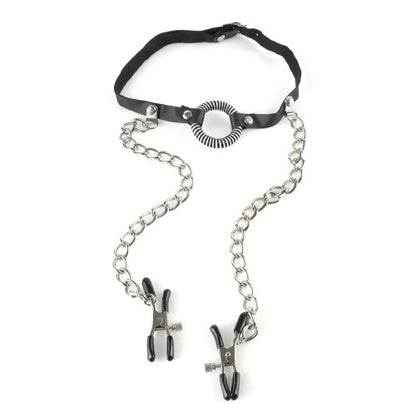 Fetish Fantasy O-Ring Gag & Nipple Clamps – Black BDSM Toy for Sensory Play