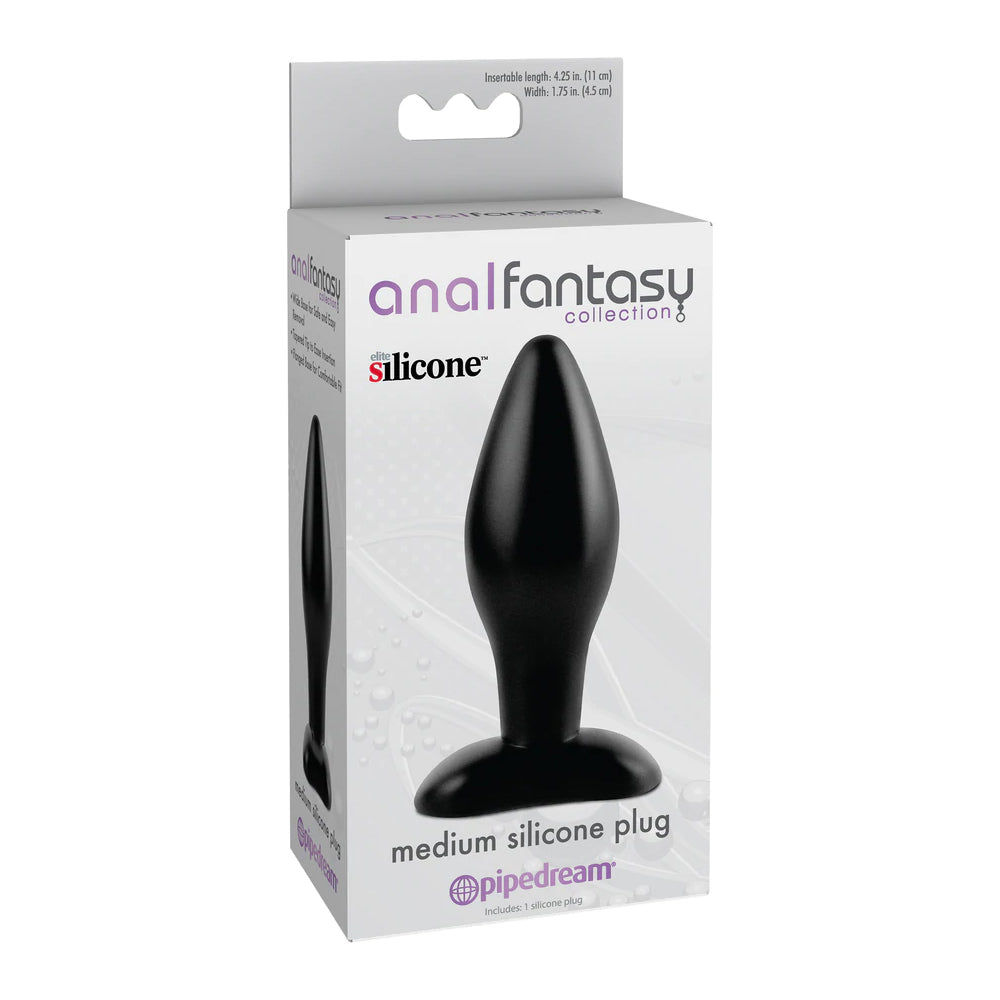 Anal Plug - Medium Silicone - Black - Anal Fantasy Collection
