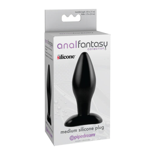 Anal Plug - Medium Silicone - Black - Anal Fantasy Collection