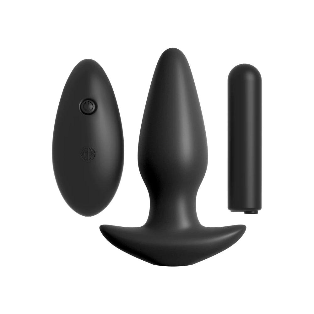 Anal Fantasy Collection Remote-Control Silicone Butt Plug - Black