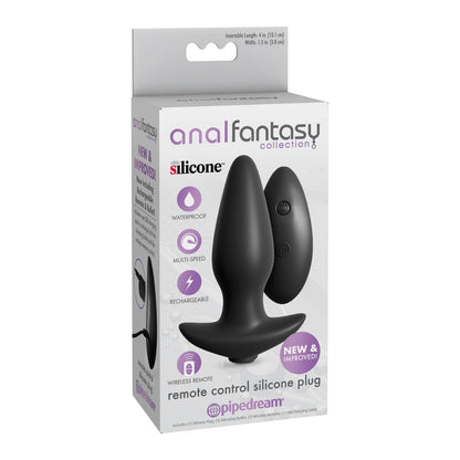 Anal Fantasy Collection Remote-Control Silicone Butt Plug - Black