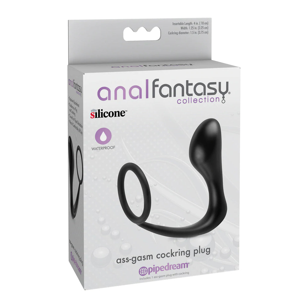 Anal Fantasy Collection Ass-Gasm Black Cock Ring & Anal Plug