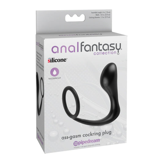 Anal Fantasy Collection Ass-Gasm Black Cock Ring & Anal Plug
