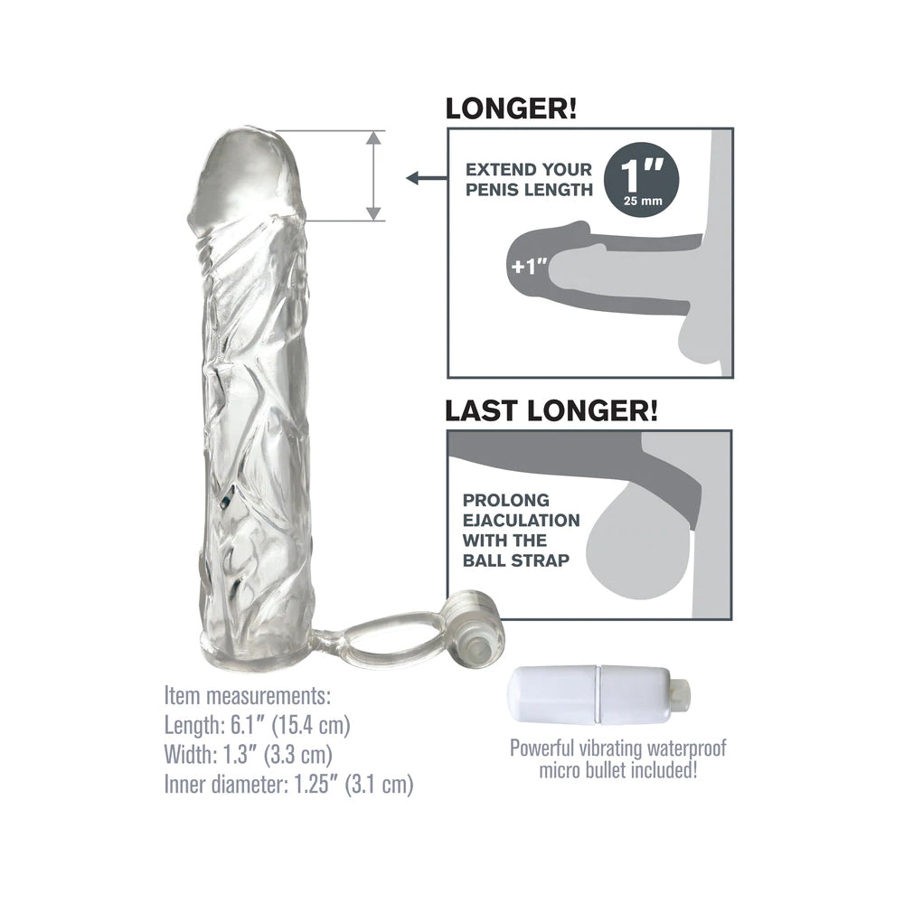 Fantasy X-tensions Vibrating Super Sleeve - Clear Male Masturbator Sleeve