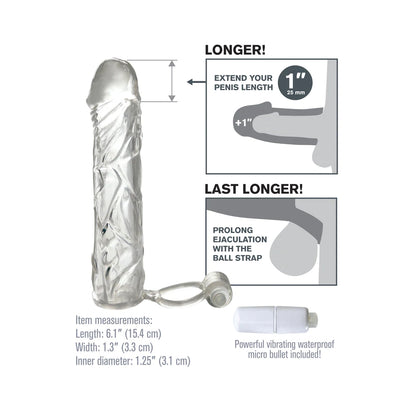 Fantasy X-tensions Vibrating Super Sleeve - Clear Male Masturbator Sleeve